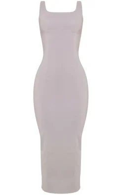 Grey Stretch Woven Maxi Dress