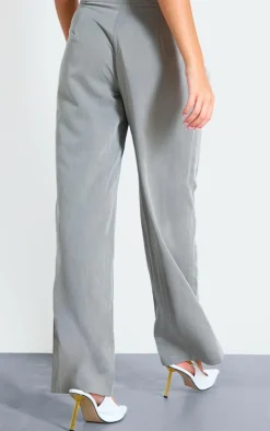 Grey Tailored Boxer Detail Straight Leg Pants