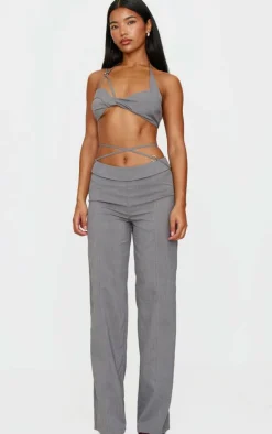 Grey Tailored Seam Detail Pants