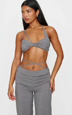 Grey Tailored Seam Detail Pants