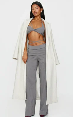 Grey Tailored Twist Bust Detail Bralet