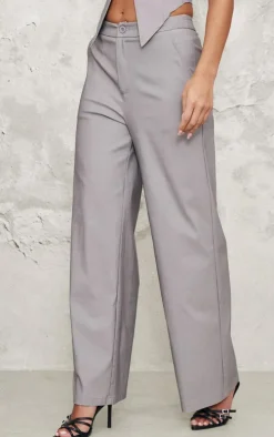Grey Tailored Wide Leg Pants