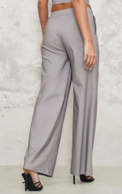 Grey Tailored Wide Leg Pants