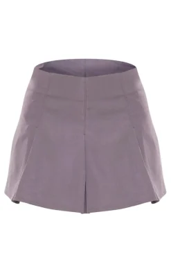 Grey Tailored Woven Box Pleat Skater Skort