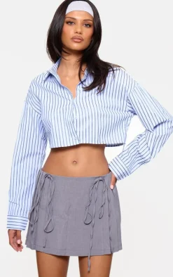 Grey Tailored Woven Pleated Mini Skirt