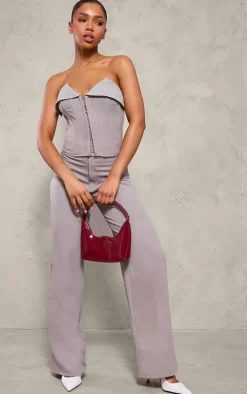 Grey Tailored Woven Straight Leg Pant