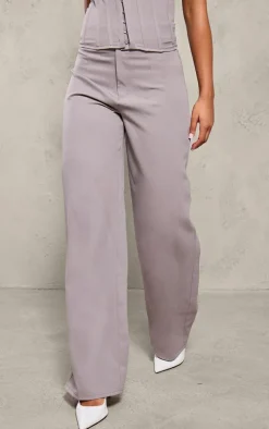 Grey Tailored Woven Straight Leg Pant