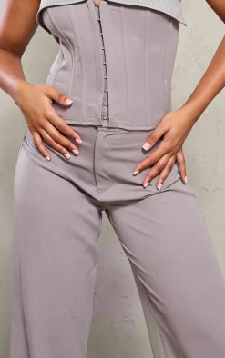 Grey Tailored Woven Straight Leg Pant