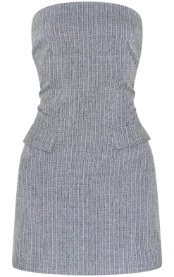 Grey Twill Bandeau Shift Dress