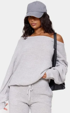 Grey Waffle Knitted Lounge Set
