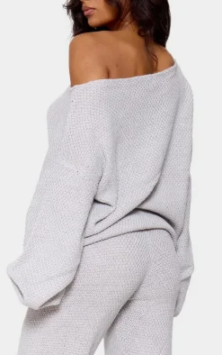 Grey Waffle Knitted Lounge Set