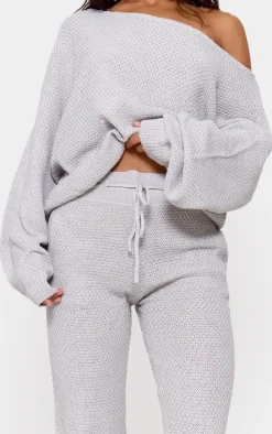 Grey Waffle Knitted Lounge Set