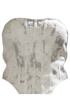 Grey Washed Twill Cargo Bandeau Corset