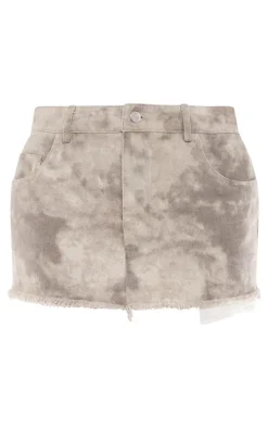 Grey Washed Twill Extreme Micro Mini Skirt