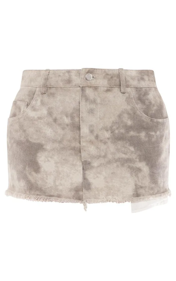 Grey Washed Twill Extreme Micro Mini Skirt