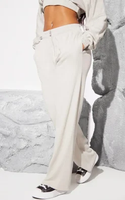 Grey Zip Front Wide Leg Sweatpants