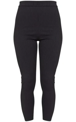 Harlie Black Ribbed High Waisted Leggings