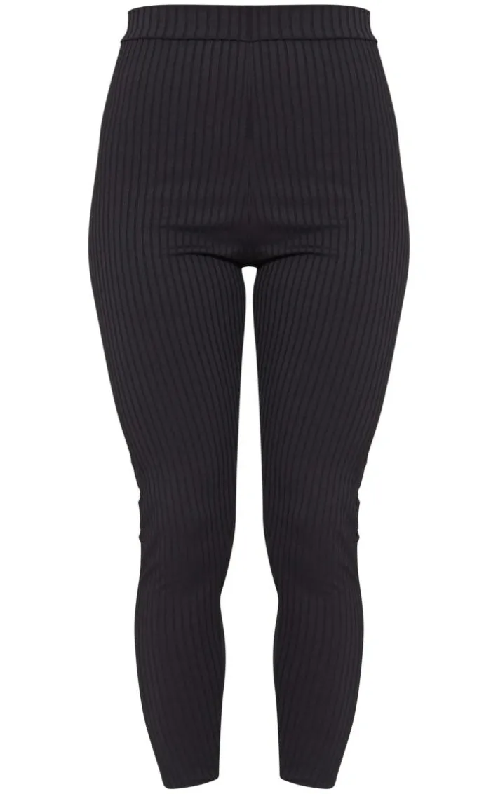 Harlie Black Ribbed High Waisted Leggings