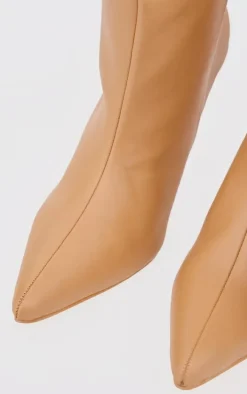 Honey PU Point Toe Stiletto Heeled Knee High Boots