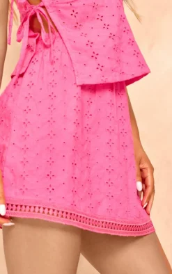 Hot Pink Broderie Micro Mini Skirt