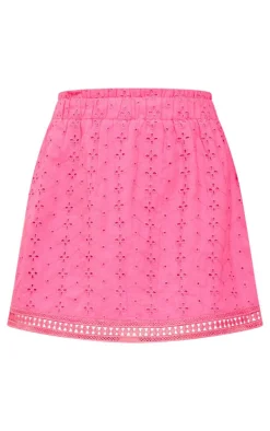 Hot Pink Broderie Micro Mini Skirt
