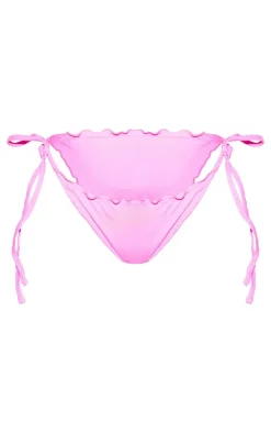 Hot Pink Frill Edge Tanga Bikini Bottoms