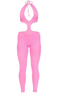 Hot Pink Hot Fix Seamless Cut Out Strappy Jumpsuit