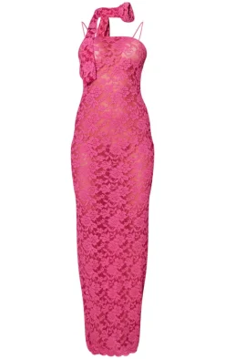 Hot Pink Lace Maxi Dress