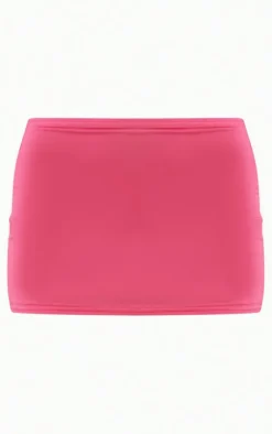 Hot Pink Low Rise Slinky Micro Mini Skirt