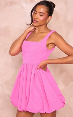 Hot Pink Puffball Mini Dress