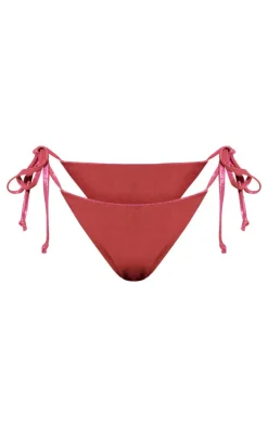 Hot Pink Shimmer Tie Side Bikini Bottoms