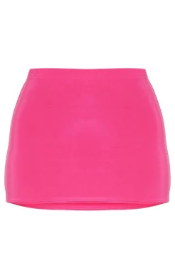 Hot Pink Slinky Basic Low Rise Extreme Micro Mini Skirt