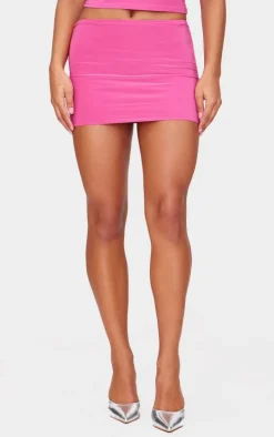 Hot Pink Slinky Low Rise Micro Skirt
