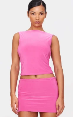 Hot Pink Slinky Low Rise Micro Skirt