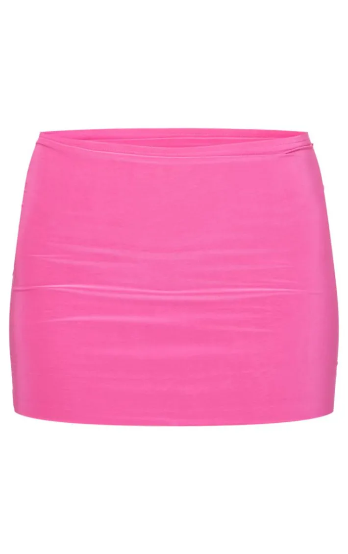 Hot Pink Slinky Low Rise Micro Skirt