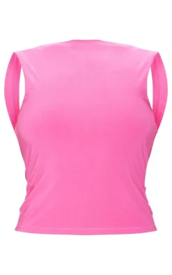Hot Pink Slinky Open Back Longline Top
