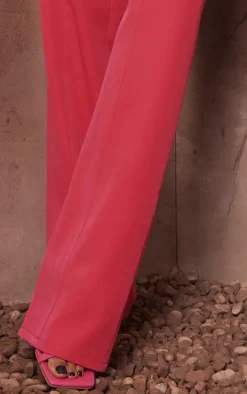 Hot Pink Tailored Wide Leg Pants