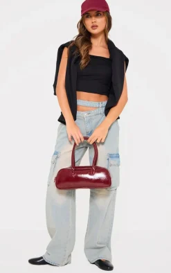 Ice Blue Washed Cut Out Waistband Pocket Detail Jeans