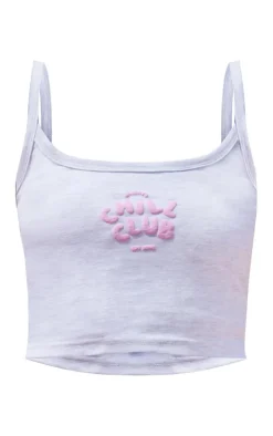 Ice Grey Chill Club Puff Print Cotton Cami Top