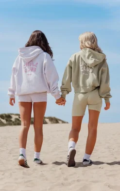 Ice Grey Chill Club Puff Print Oversized Hoodie