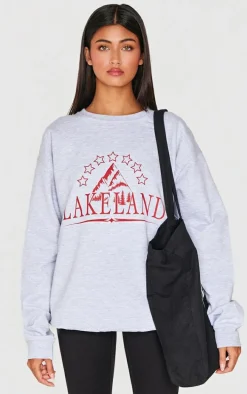 Ice Grey Lakeland Print Sweatshirt