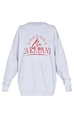 Ice Grey Lakeland Print Sweatshirt