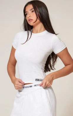 Ice Grey Studio Archive Embroidered Cotton Short Sleeve Longline Top