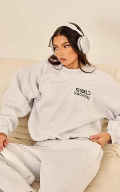 Ice Grey Studio Archive Embroidered Oversized Sweatshirt