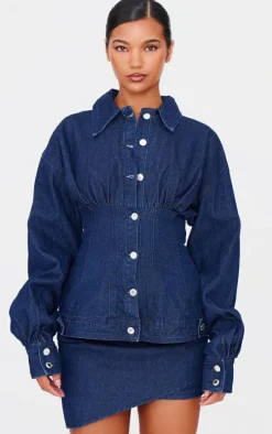 Indigo Asymmetric Layered Panel Denim Mini Skirt