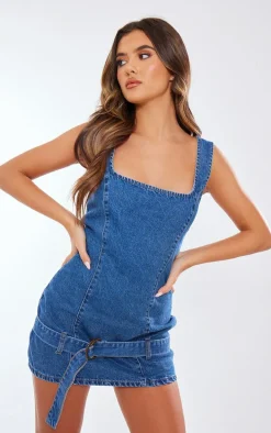 Indigo Belted Denim Dress