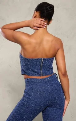 Indigo Bobble Denim Corset Crop Top