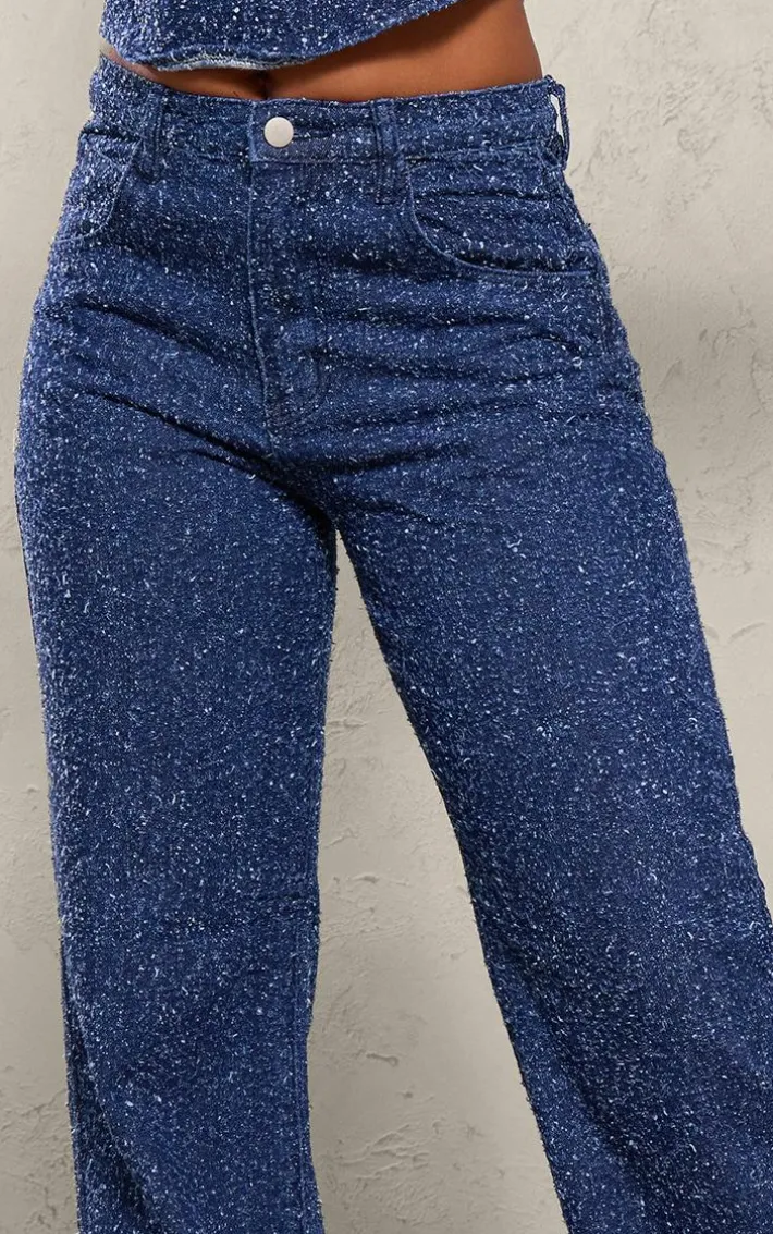Indigo Bobble Denim High Waist Wide Leg Jean