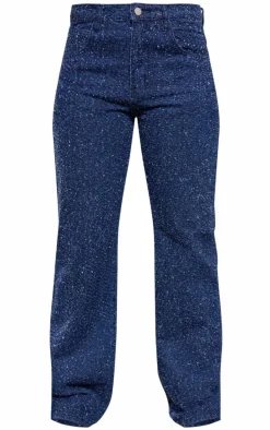 Indigo Bobble Denim High Waist Wide Leg Jean