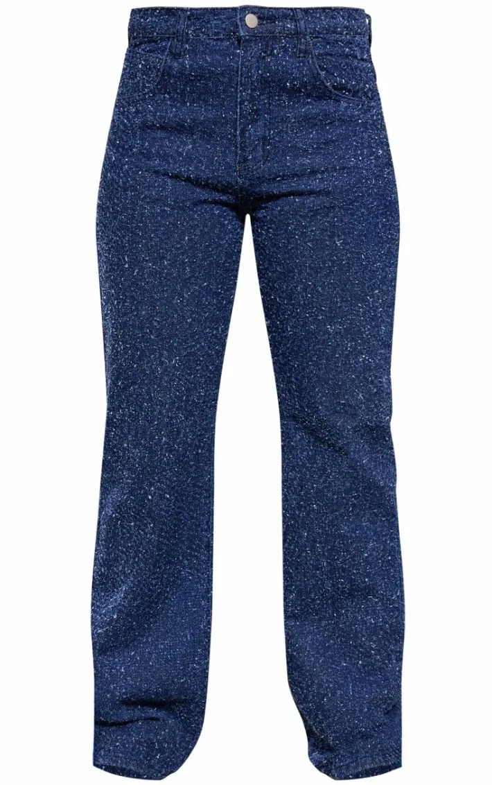 Indigo Bobble Denim High Waist Wide Leg Jean